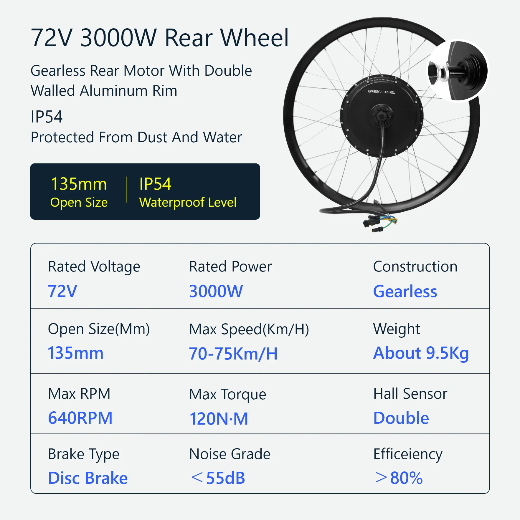 eSoulbike™ 72V 3000W High Power Rear Hub Ebike Conversion Kit - Image 3