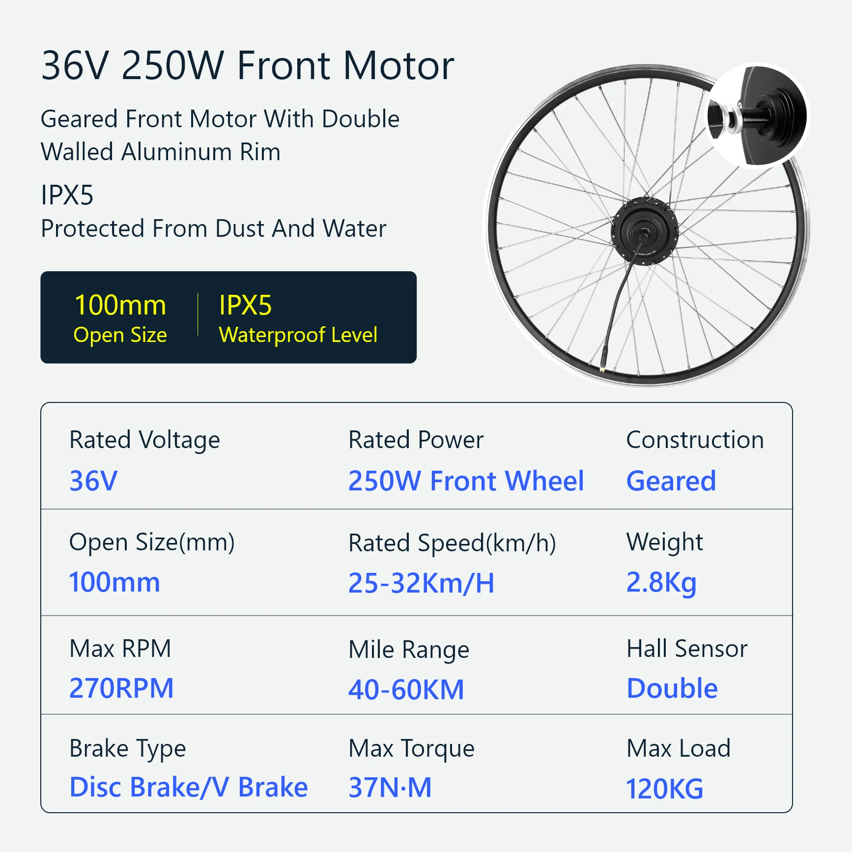 eSoulbike™ 36V 250W Front Wheel Hub Motor Ebike Conversion Kit - Image 7