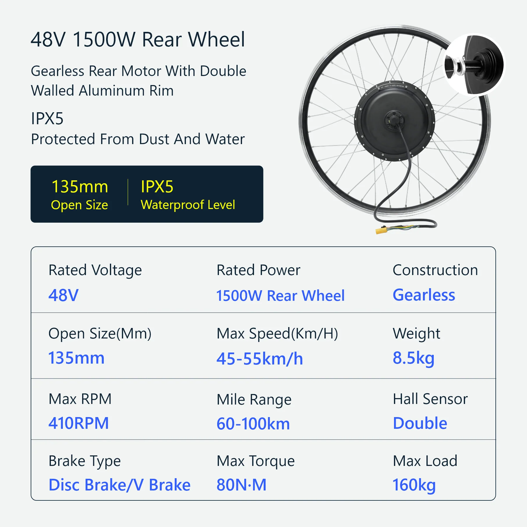 eSoulbike™ 48V 1500W High Power Waterproof Rear Hub Ebike Conversion Kit - Image 4